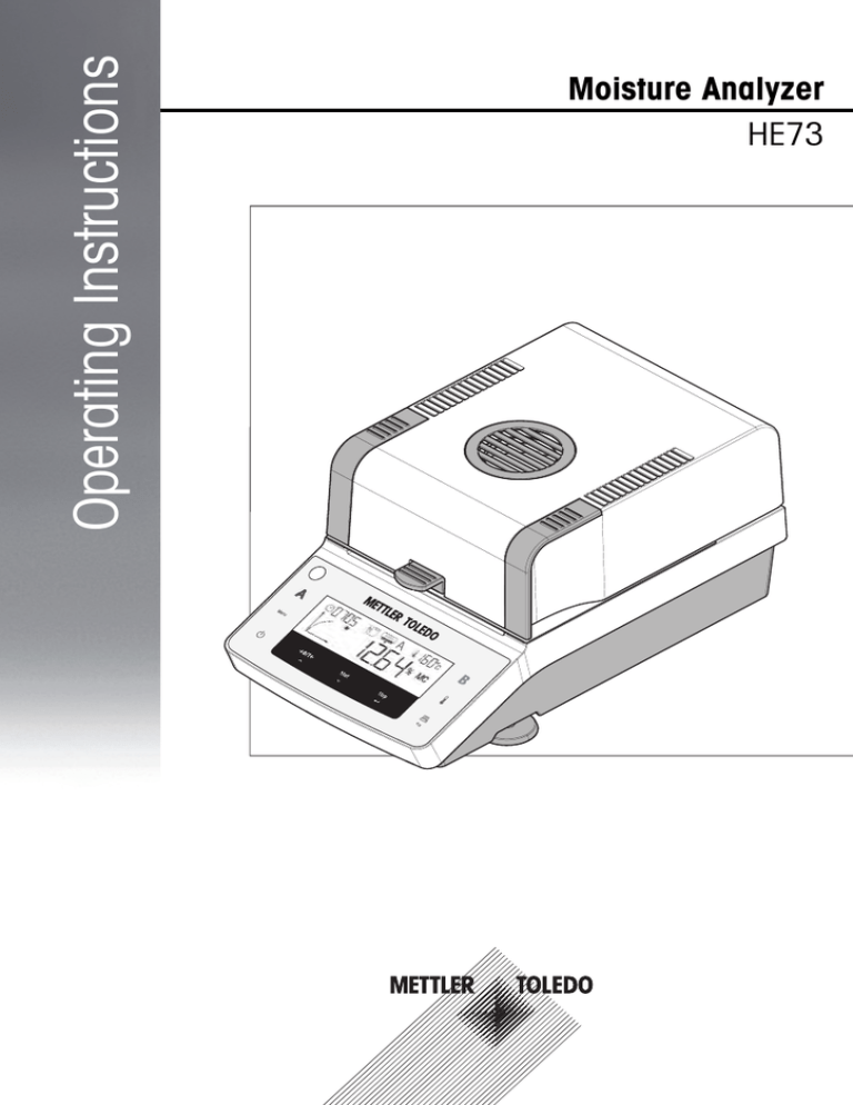 Operating Instructions Moisture Analyzer HE73 Manualzz