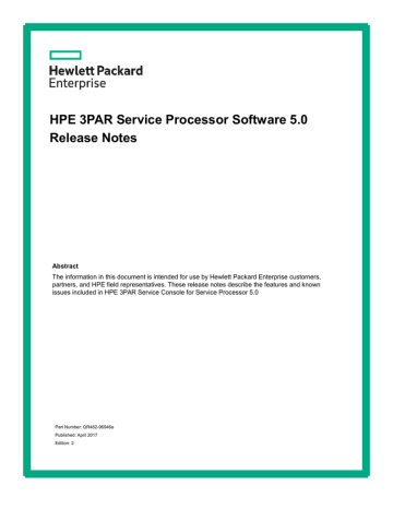 HPE 3PAR Service Processor Software 5.0 Release Notes | Manualzz