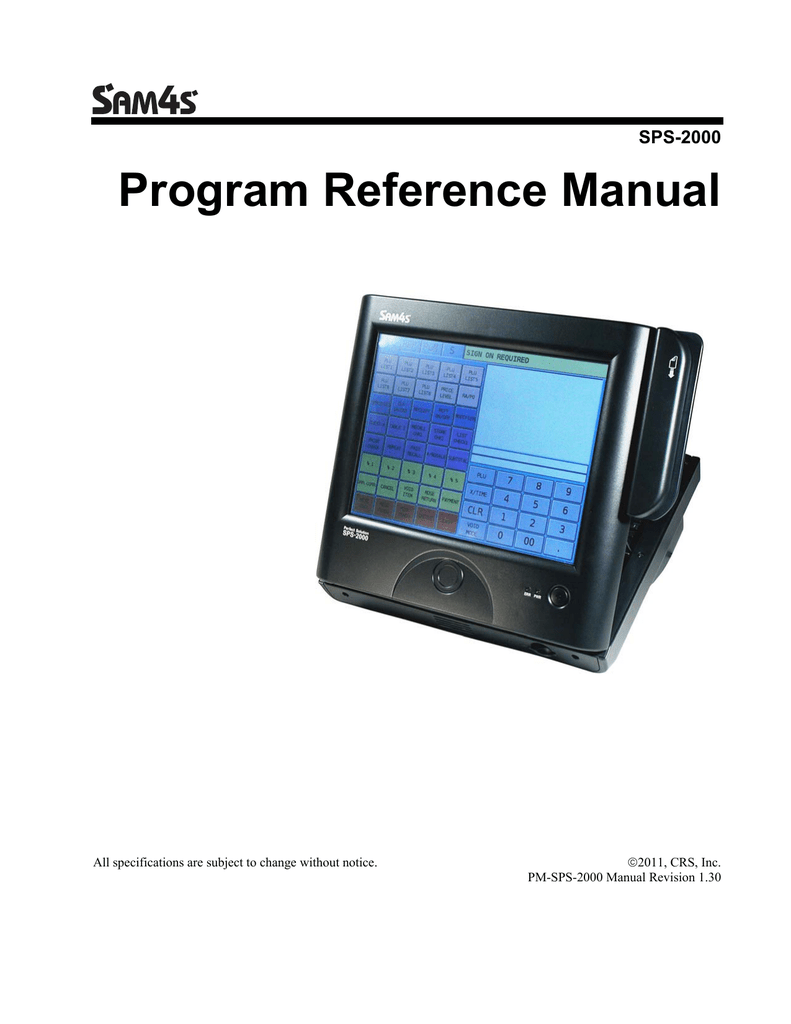 Sam4s SPS2000 Program Reference Manual Manualzz