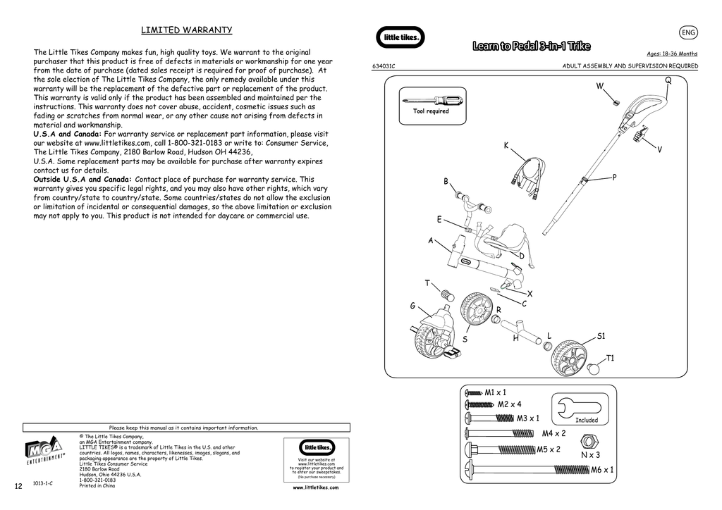 little tikes 3 in 1 trike manual