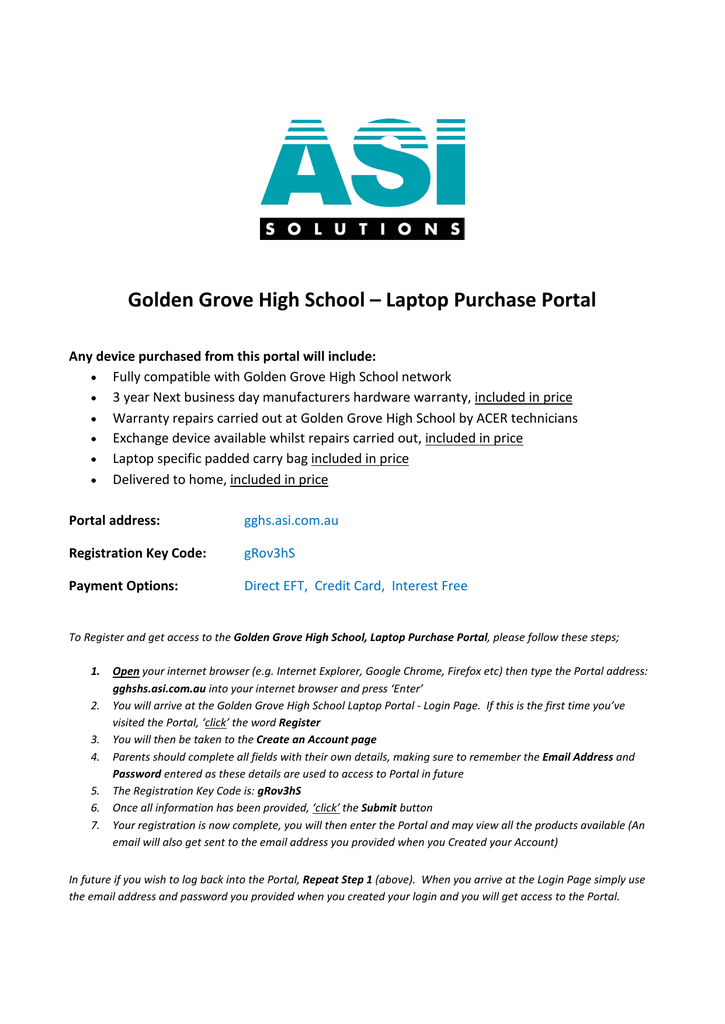 Asi Laptop Portal Golden Grove High School Manualzz