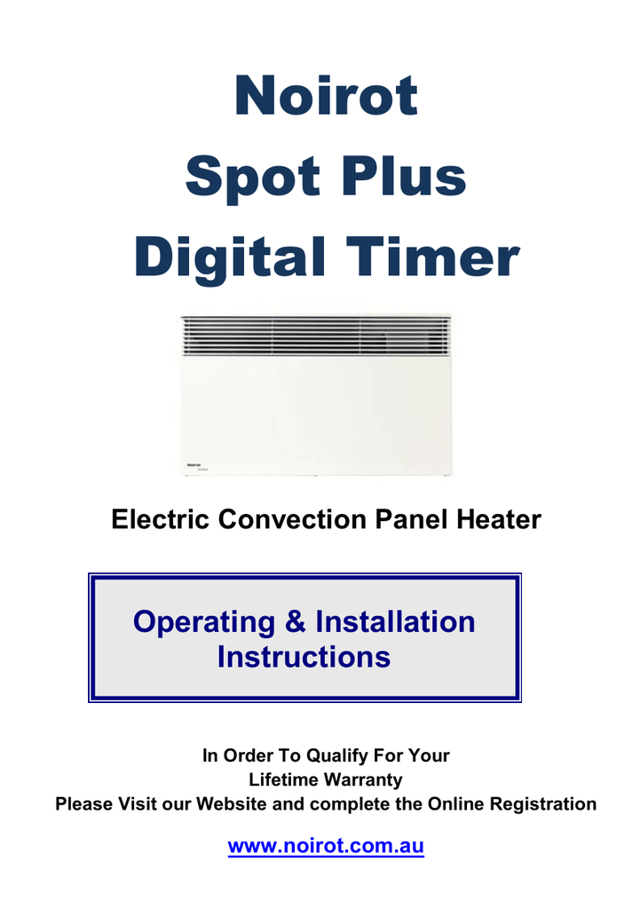 Noirot Panel Heater Digital Timer Instructions | Manualzz