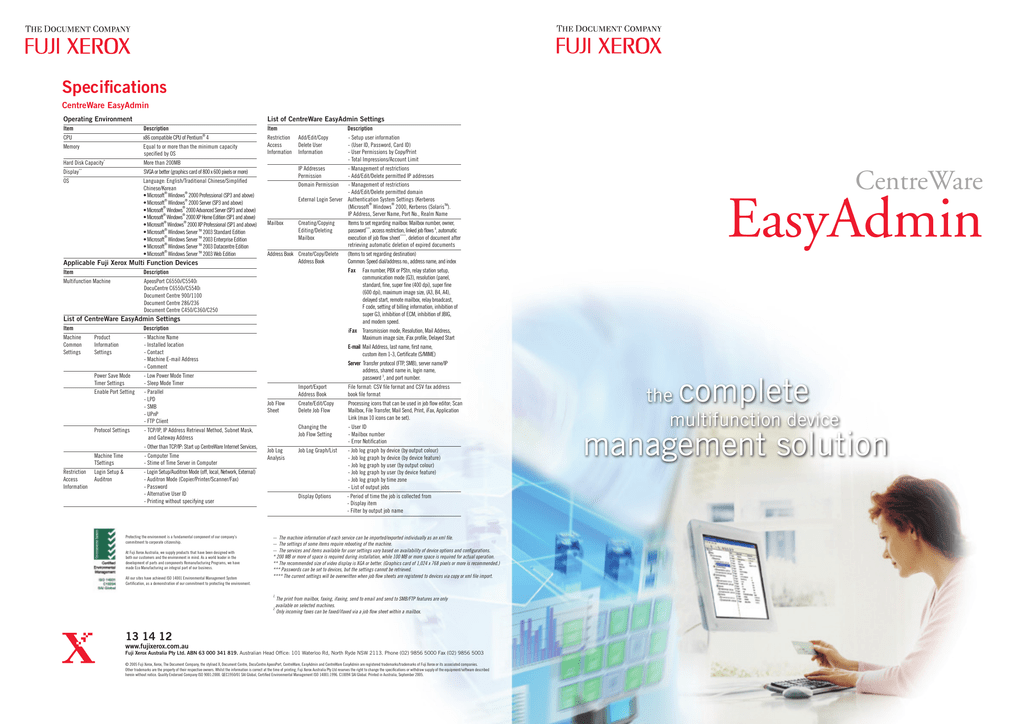 fuji xerox easyadmin