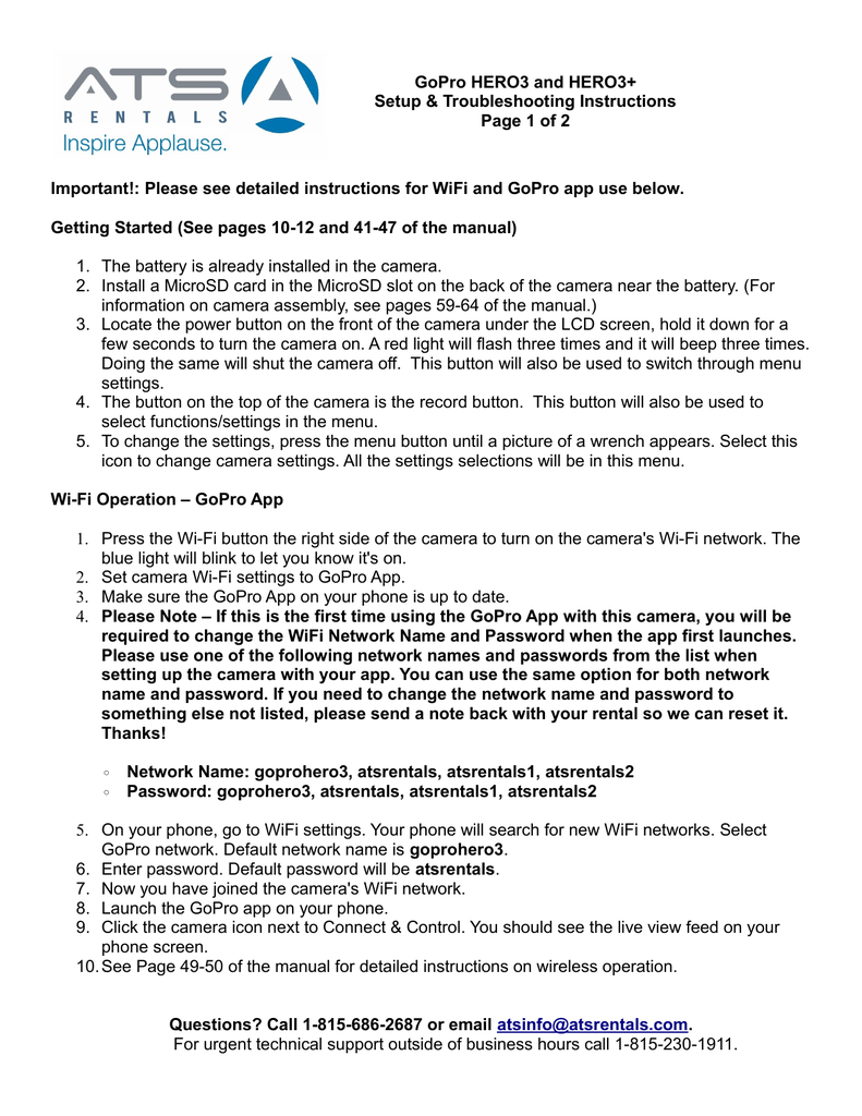 View Gopro Hero3 Setup And Troubleshooting Manualzz