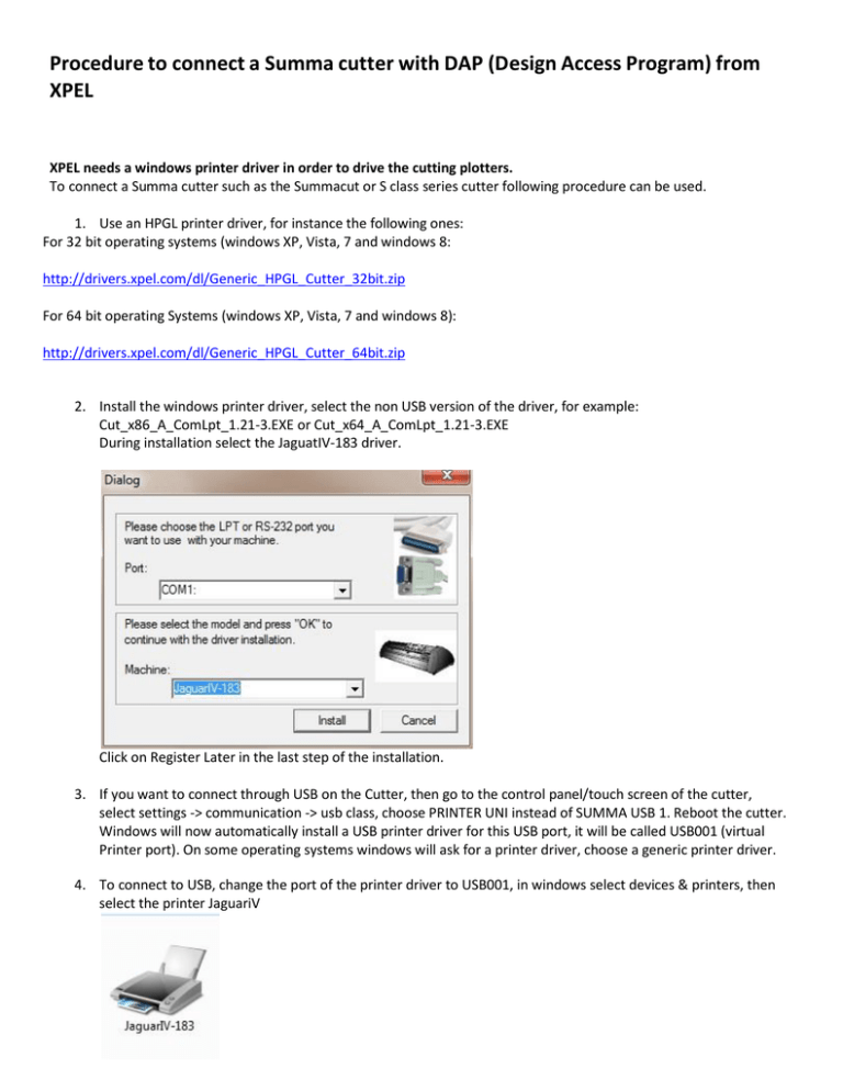 Procedure To Connect A Summa Cutter With Dap Design Access Manualzz