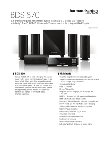 BDS 870 - Harman Kardon | Manualzz