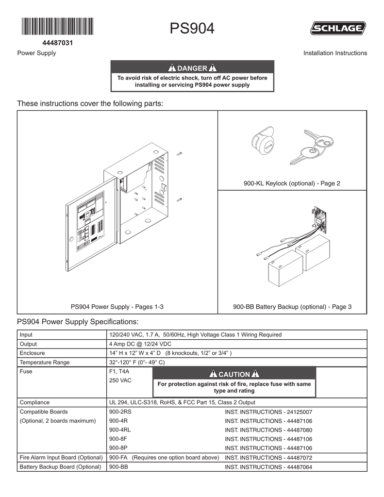 Schlage PS904 Power Supply Installation Instructions | Manualzz | Ps902 Power Supply Wiring Diagram | | manualzz