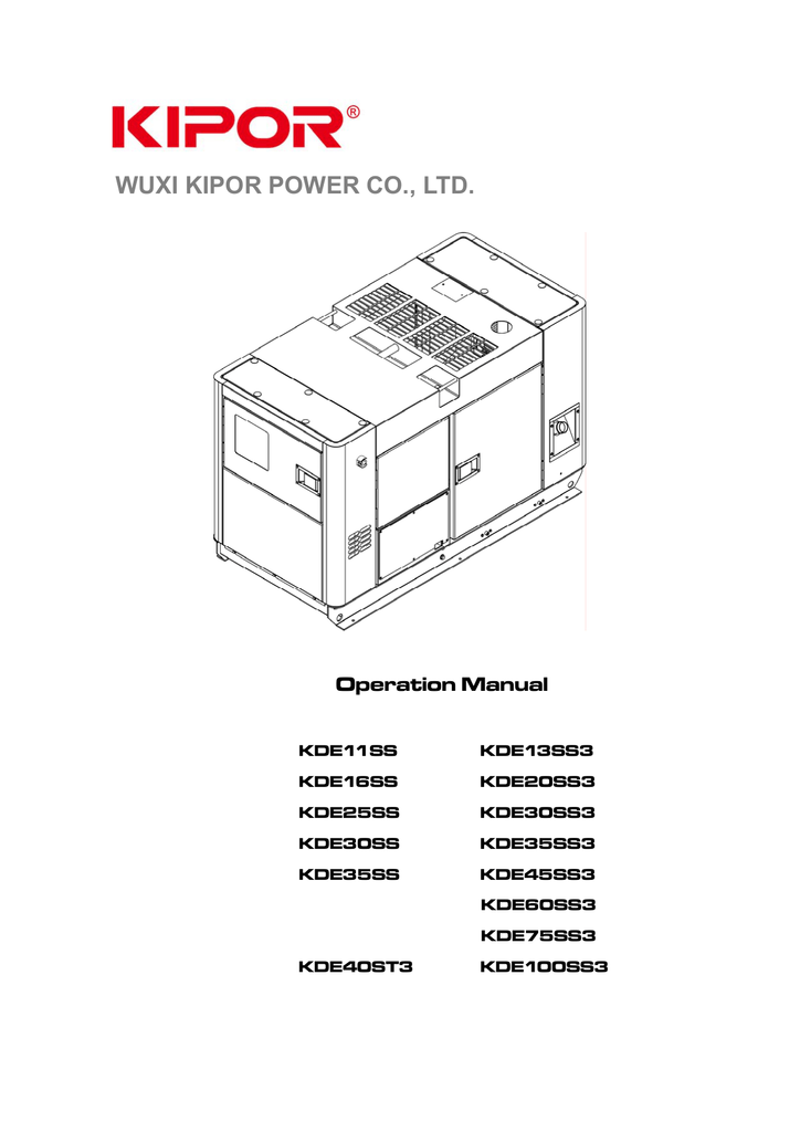 kipor generator manuals