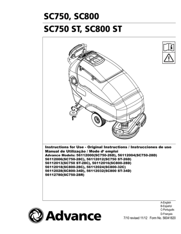 Nilfisk-Advance SC750 ST, Advance SC750 ST, Advance SC800 ST, SC800 ...