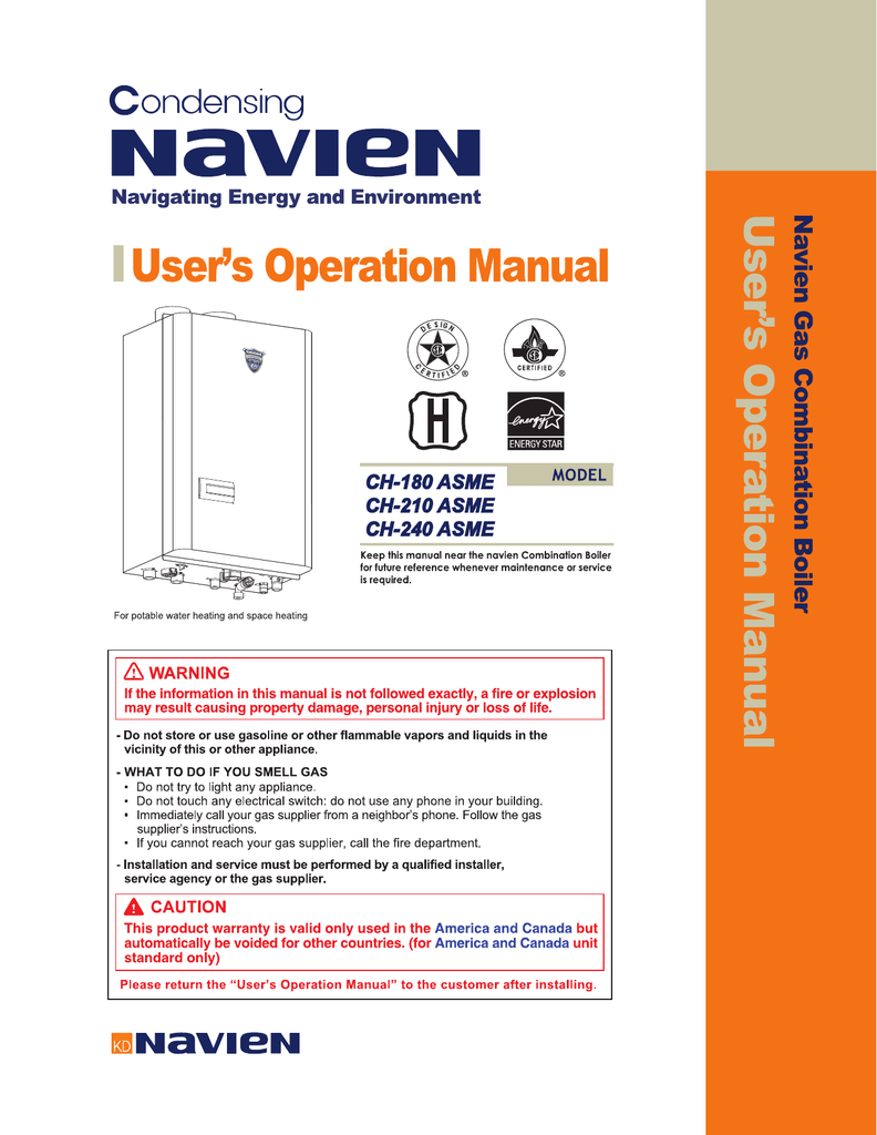 Navien CH-240 User's Operation Manual | Manualzz