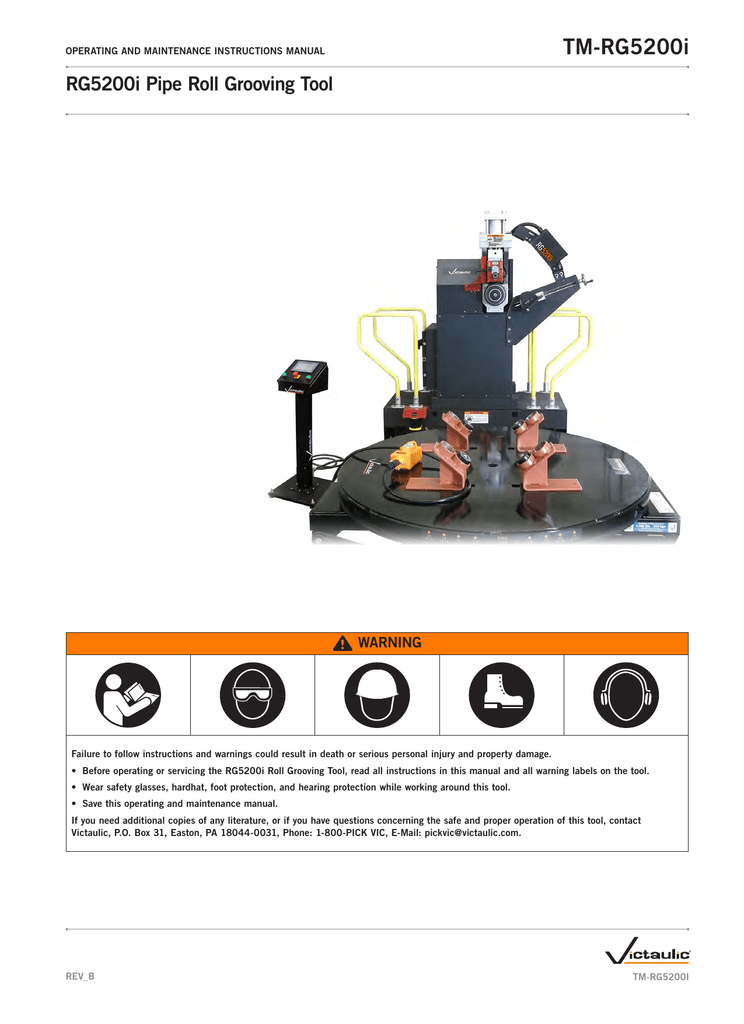 Victaulic RG5200i Roll Grooving Tool Manual Manualzz