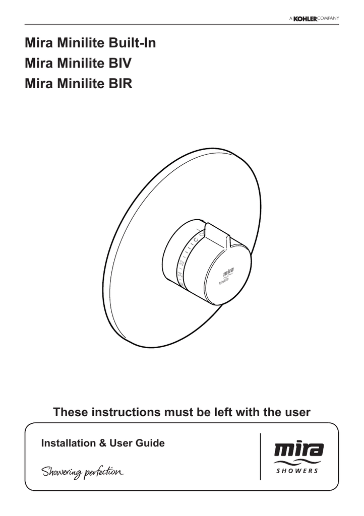 Mira Minilite BuiltIn Mira Minilite BIV Mira Minilite BIR Manualzz