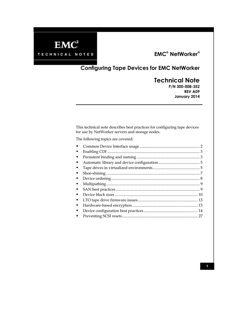 Configuring Tape Devices for EMC NetWorker Manualzz