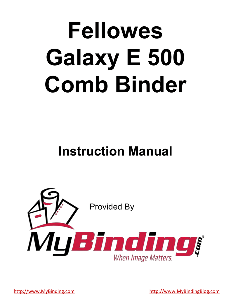 Mybinding Fellowes Galaxy E 500 User Manual Manualzz