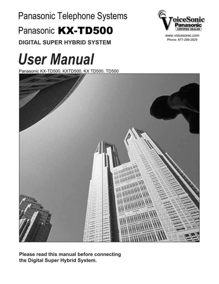Panasonic KX-TD500 Digital Super Hybrid System User Manual | Manualzz