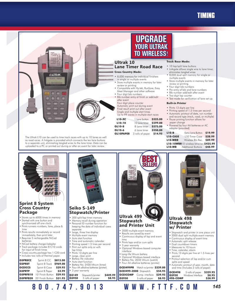 ULTRAK 498 Multi-Event 2000 Memory Printing Stopwatch