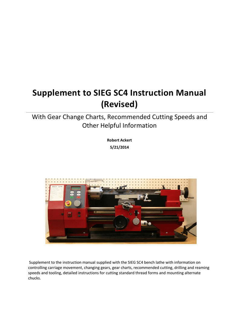 Bob Ackert`s SIEG SC4 Manual