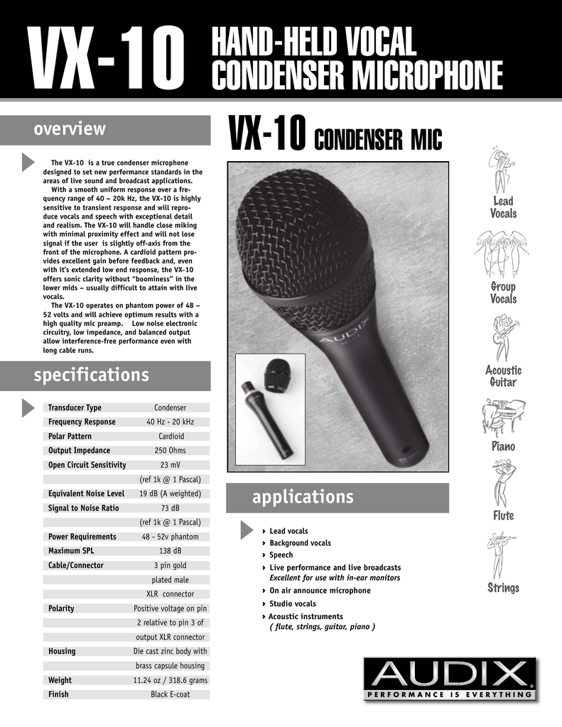 Vx 10 Spec Sheet Manualzz