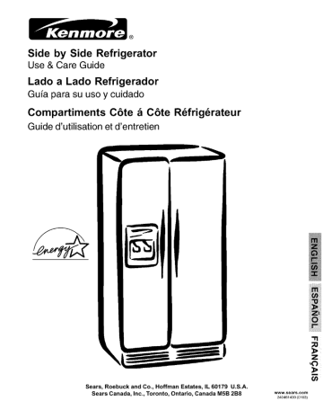 Kenmore 25351394102 Side-By-Side Refrigerator Owner's Manual | Manualzz