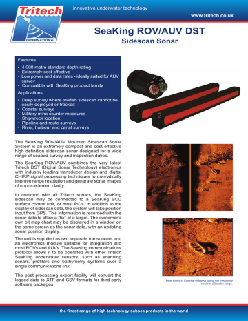 SeaKing ROV/AUV DST Sidescan Sonar | Manualzz