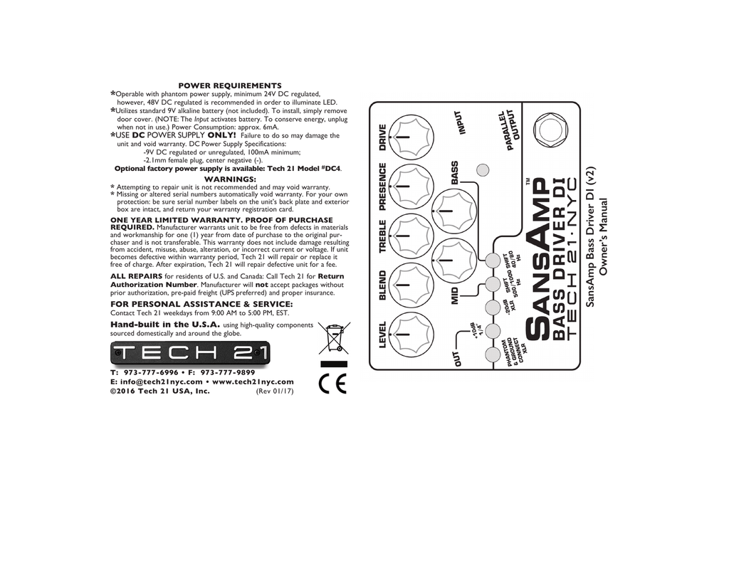 SansAmp Bass Driver DI | Manualzz SansAmp Bass Driver DI | Manualzz