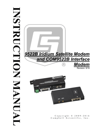 9522B Iridium Satellite Modem and COM9522B Interface | Manualzz
