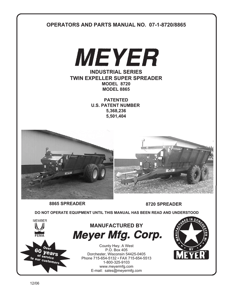Meyer User manual 87208865 twin expeller super spreader Manualzz