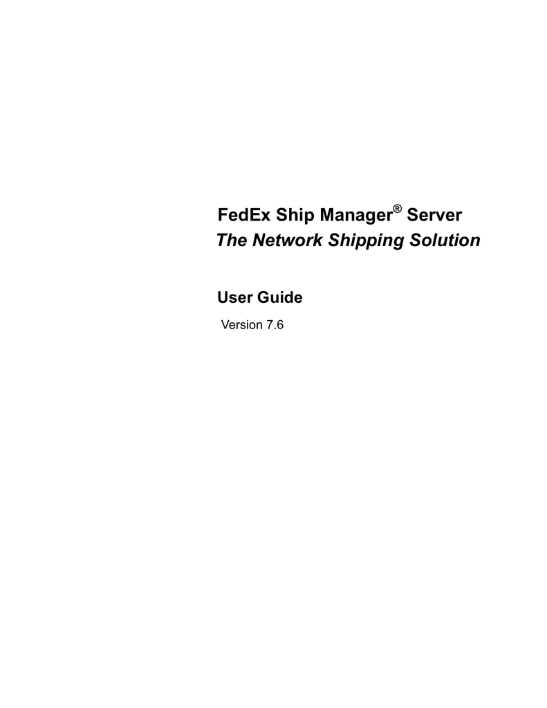 FedExÂ® Ship Manager Server | manualzz.com - 