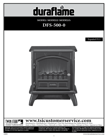 Duraflame | DFS-500-0 | Manual | www.tsicustomerservice.com | Manualzz