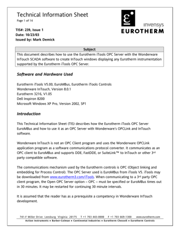 eurotherm itools default password