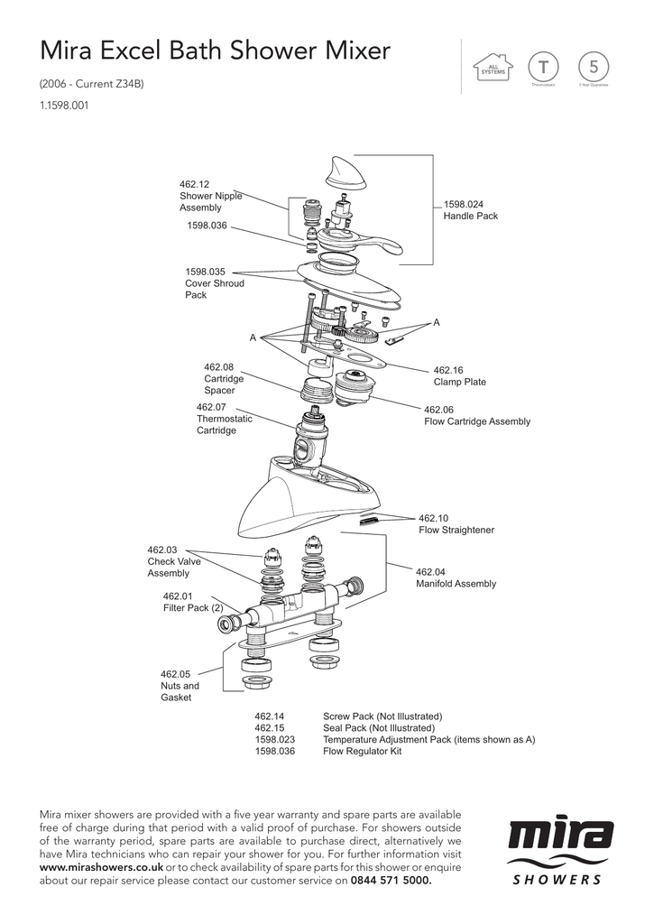 Mira Excel Mixer shower Thermostatic BSM Spares Guide Manualzz