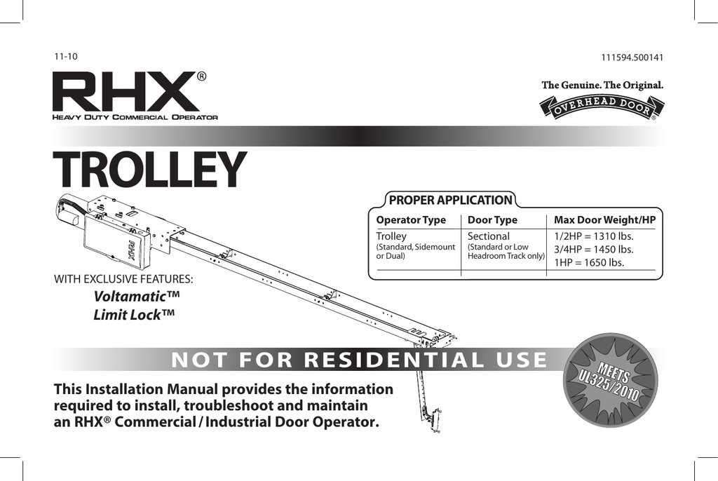 Overhead Door Rhx Manual