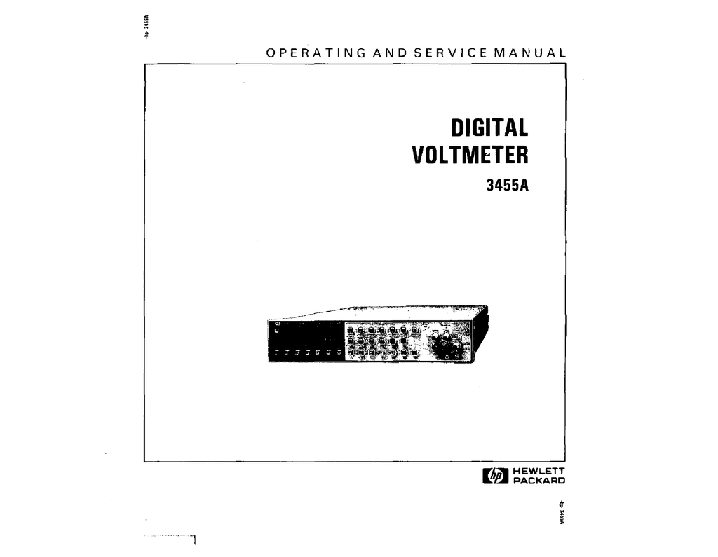 Hewlett Packard Operating & Service Manual for 3455A Digital Voltmeter 