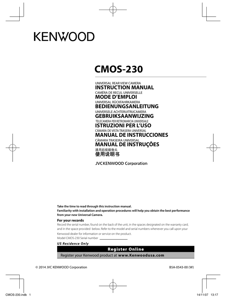230 trasera vista cámara de marcha atrás Kenwood CMOS
