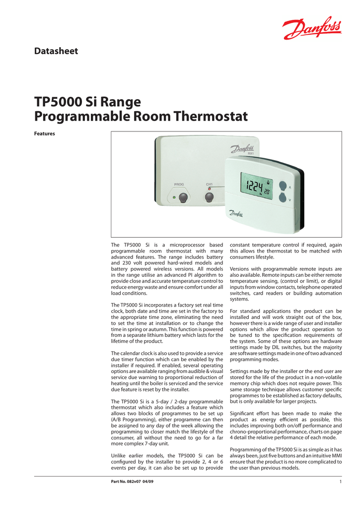 Danfoss Tp5000si Programmable Room Thermostat Wiring