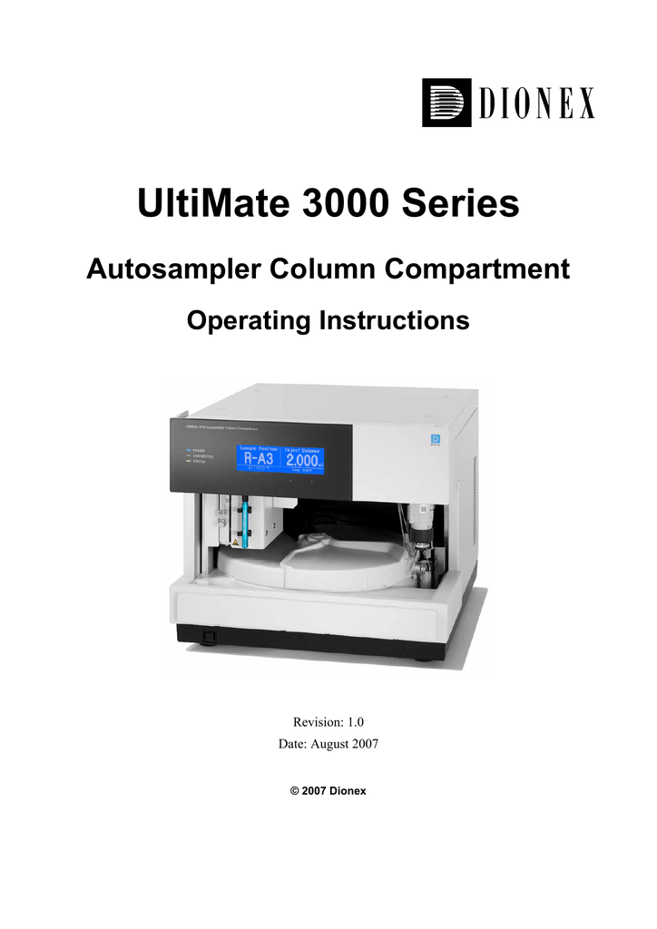 UltiMate 3000 Series Autosampler Column Compartment Manualzz