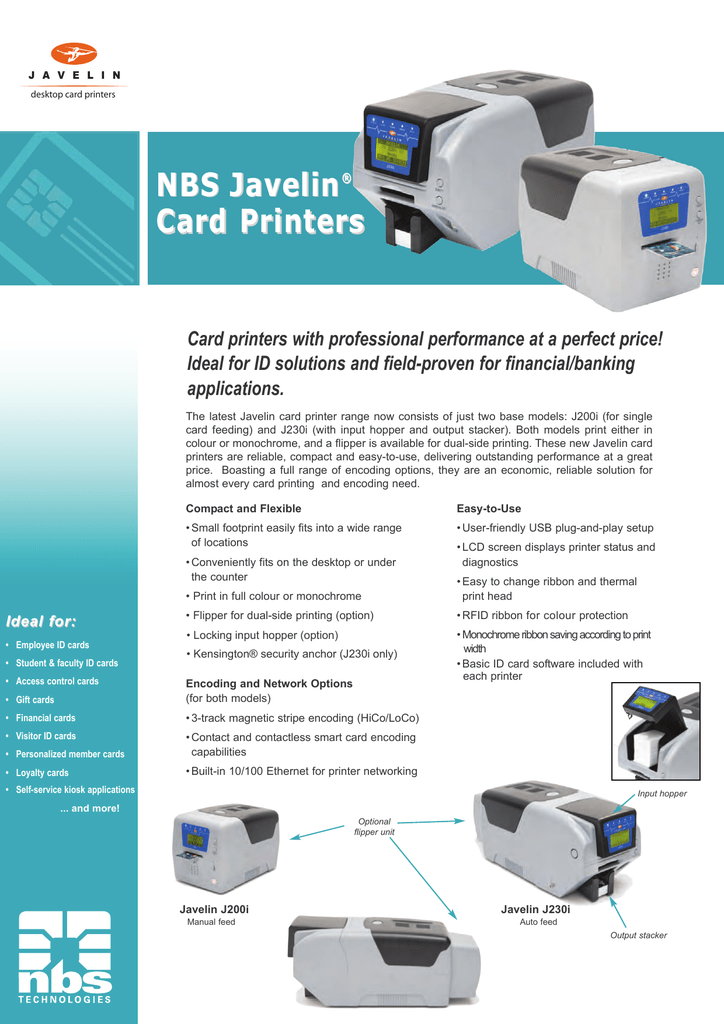 NBS Javelin® Card Printers | Manualzz
