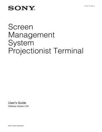 Sony SRX-R320, SRX-R220 Projector User's Guide | Manualzz