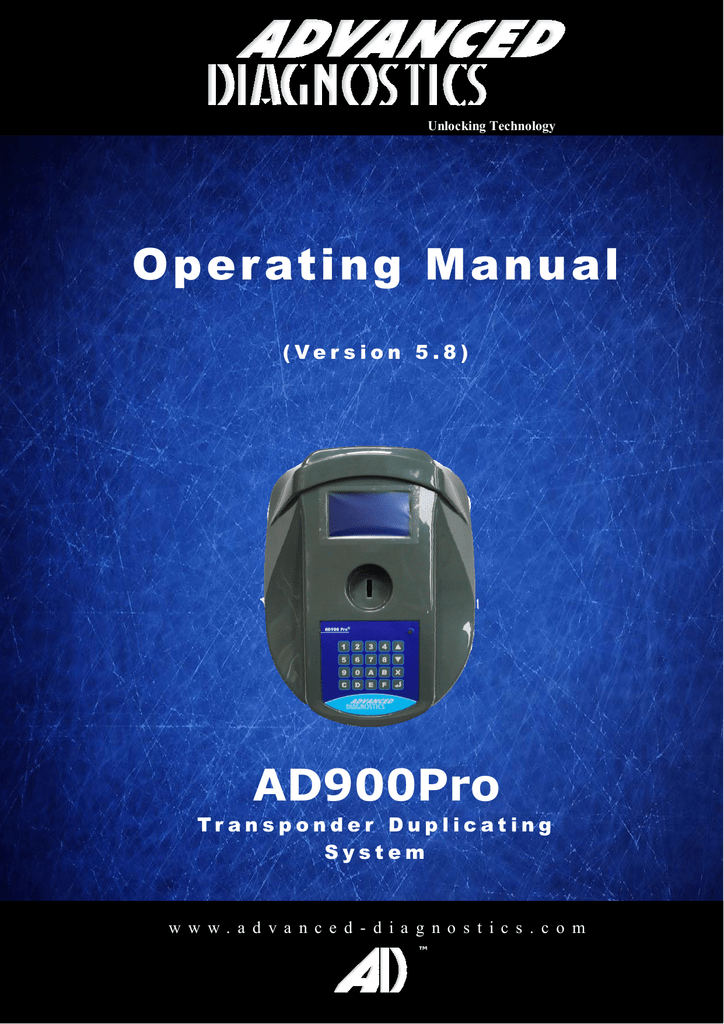 AD900Pro Operating Manual - Advanced Diagnostics USA | Manualzz