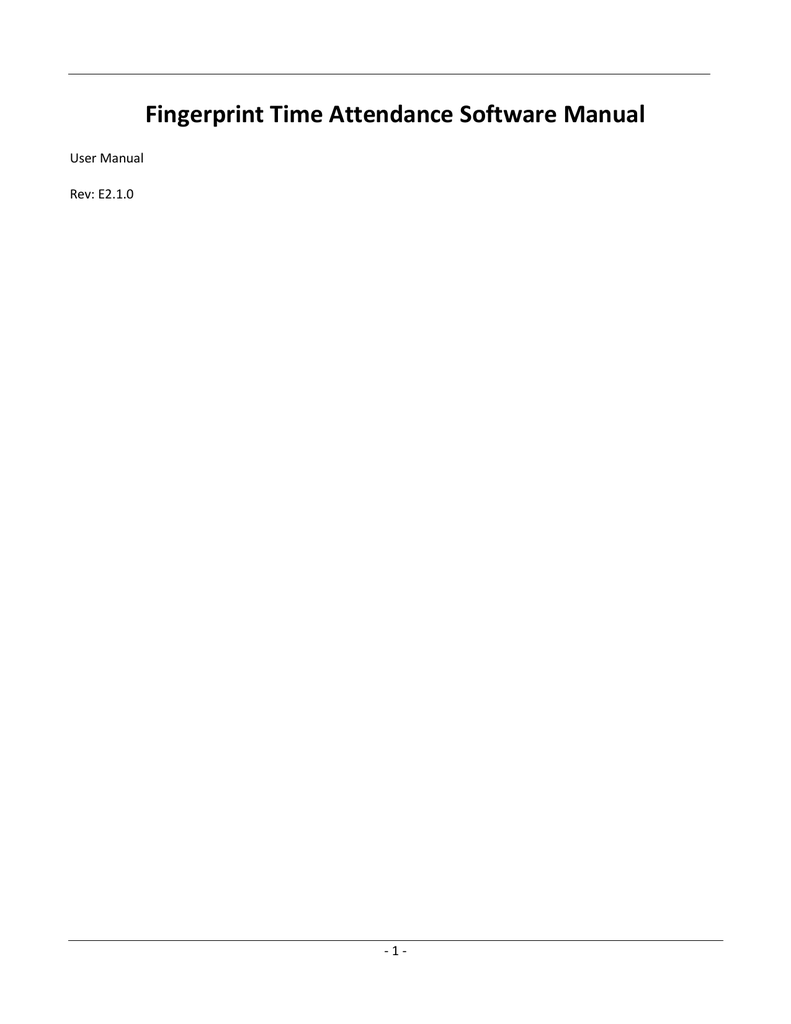 Fingerprint Time Attendance Software Manual Manualzz