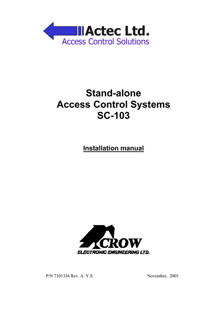 Stand-alone Access Control Systems SC-103 | Manualzz