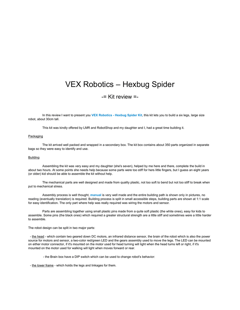 hexbug vex robotics spider