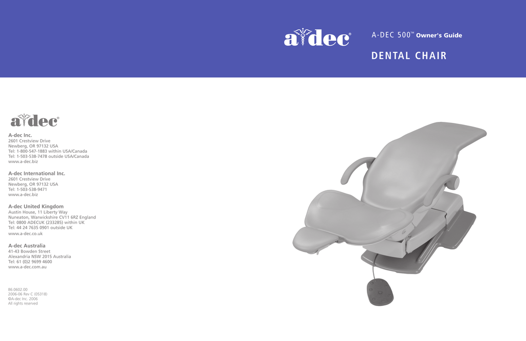 Adec Dental Chair Livermore Scientific Inc Manualzz