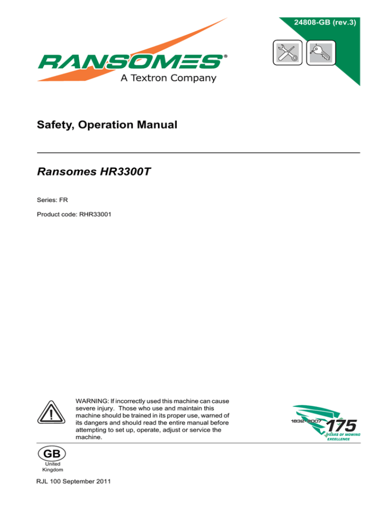 Gb Safety Operation Manual Ransomes Hr3300t Manualzz