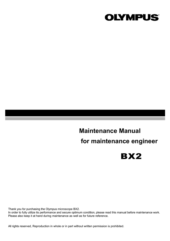 Olympus BX2 SERIES Maintenance Manual | Manualzz