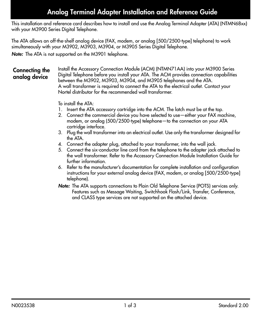 Nortel Meridian M3904 Install Manual | Manualzz