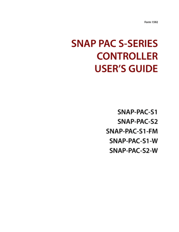 SNAP PAC S-Series Controller User`s Guide | Manualzz