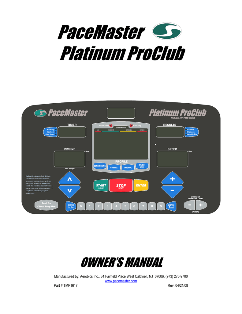 Pacemaster pro plus hr treadmill manual hot sale