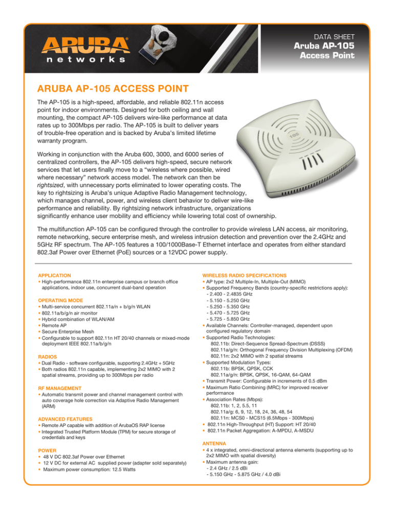 Aruba Ap 105 Access Point Manualzz