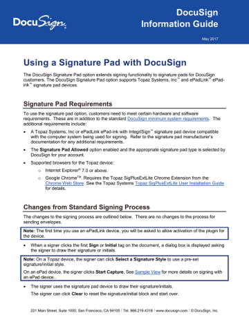 DocuSign Signature Pad Information Guide | Manualzz